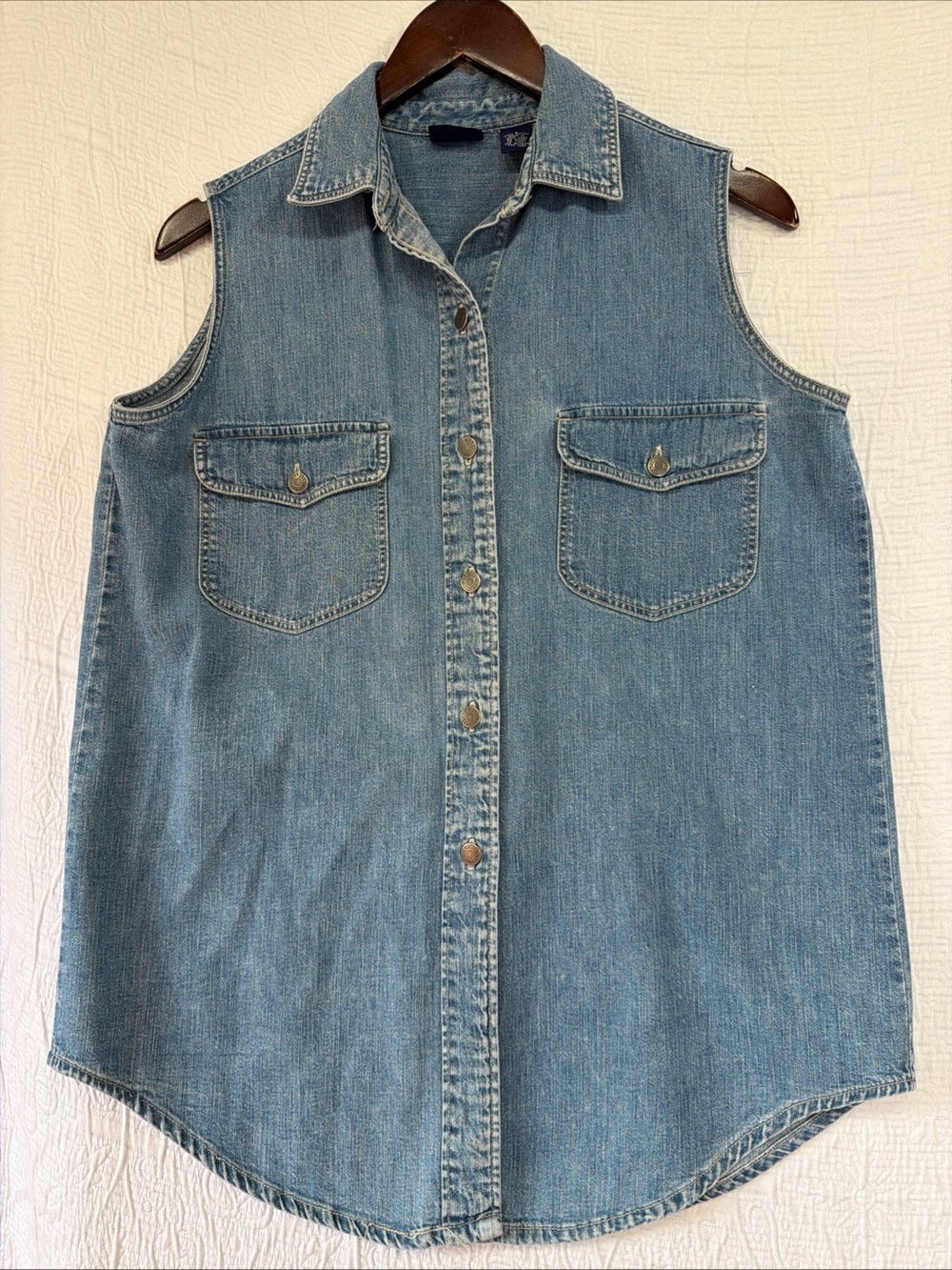 Vintage Gap Denim Vest Women Small Sleeveless Button Down Y2K Jean Top Hong Kong